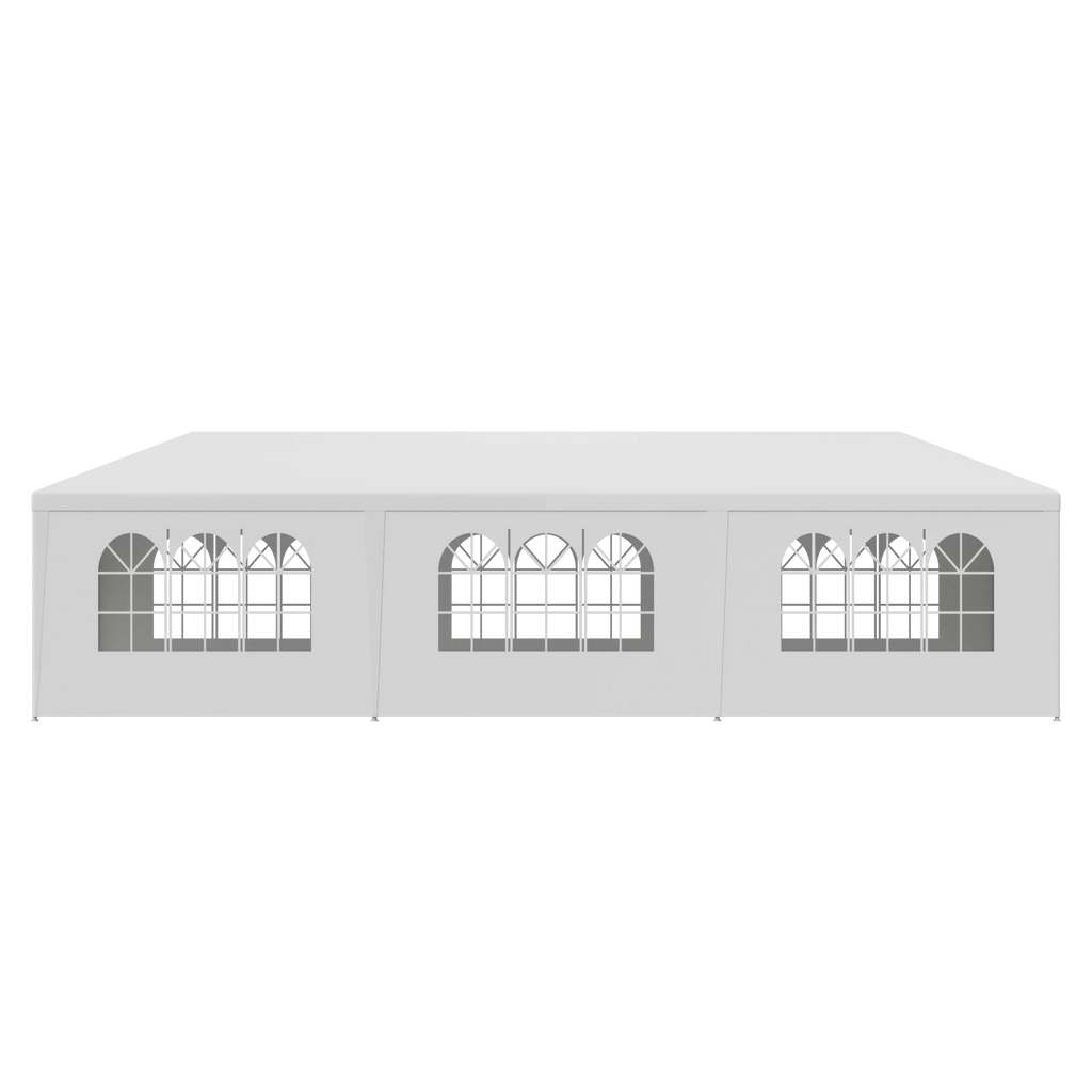 10'x30' White Outdoor Gazebo Canopy with 8 Removable Walls E603976