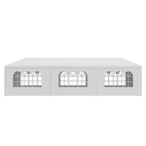 10'x30' White Outdoor Gazebo Canopy with 8 Removable Walls E603976
