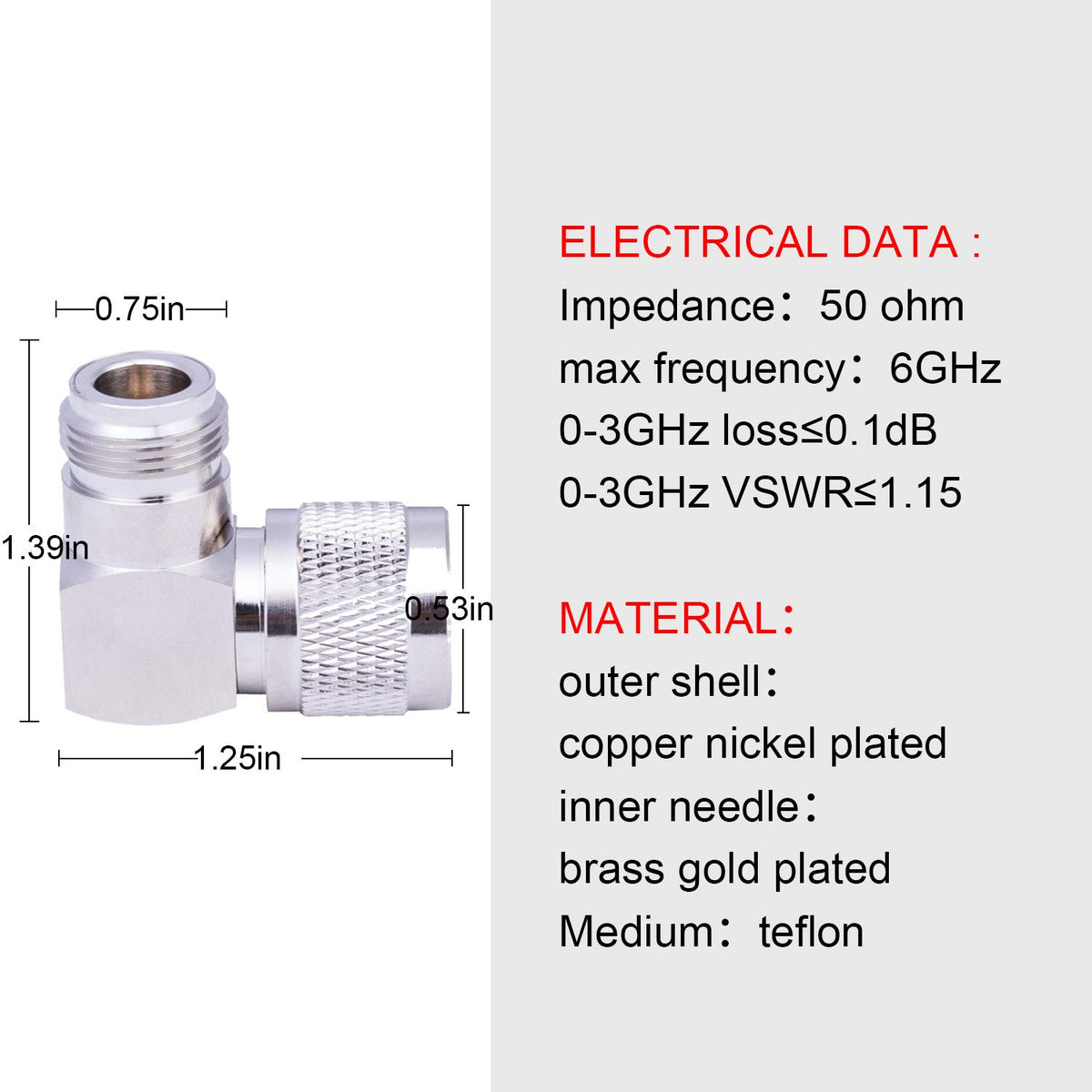 Right Angle N Male to N Female Coax Connector 10PACK S723