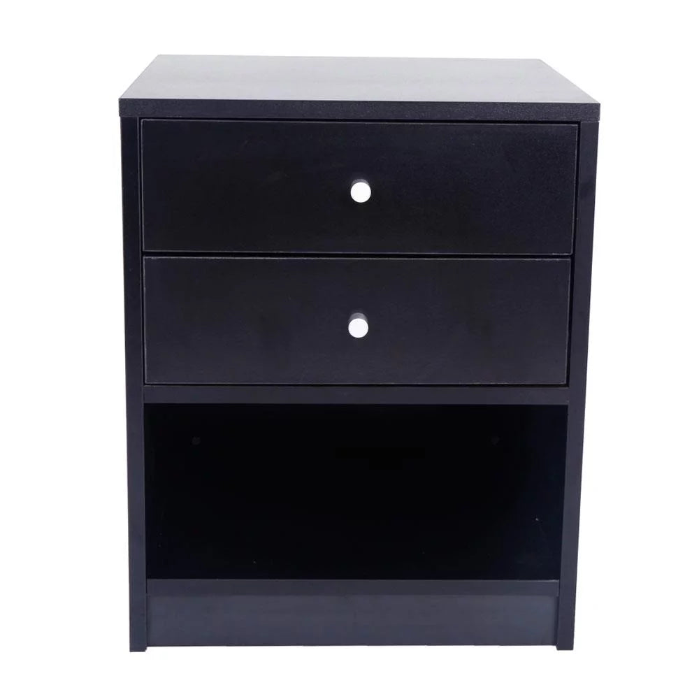 2 Drawer Black Wooden Nightstand M415230