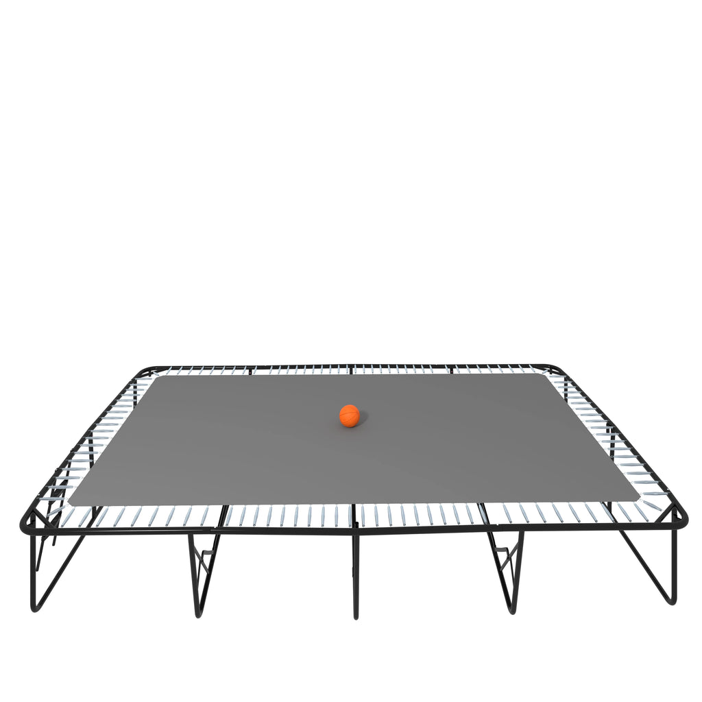 10ft by 17ft Rectangular Trampoline with Green Fabric Black Galvanized Steel Tubes with Basketball Hoop System Ladder O764066