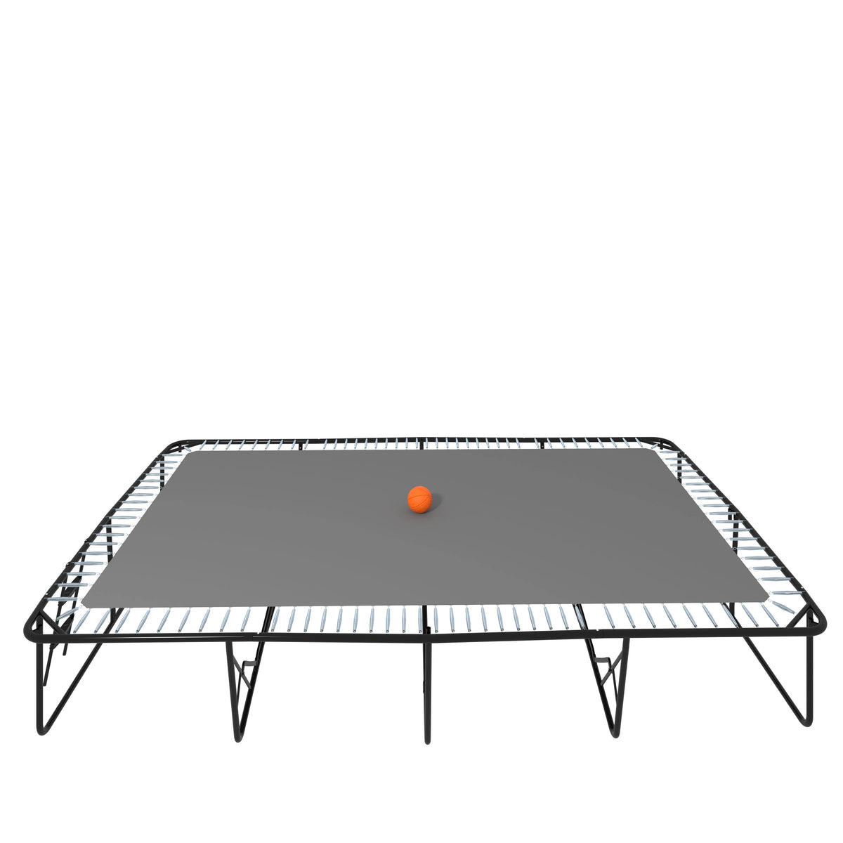 10ft by 17ft Rectangular Trampoline with Green Fabric Black Galvanized Steel Tubes with Basketball Hoop System Ladder O764066