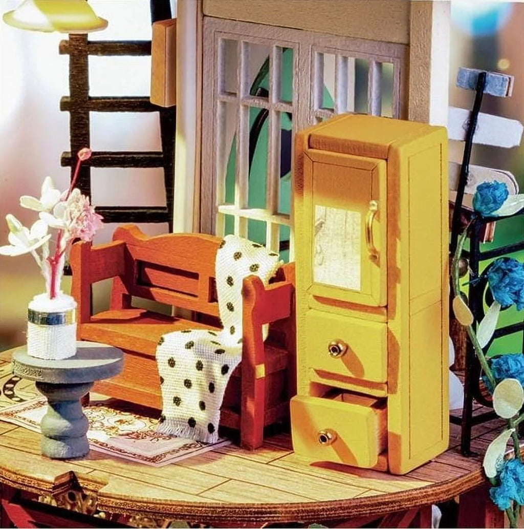 DIY Miniature Dollhouse Kit with LED Lights Wooden Building Kit A7117