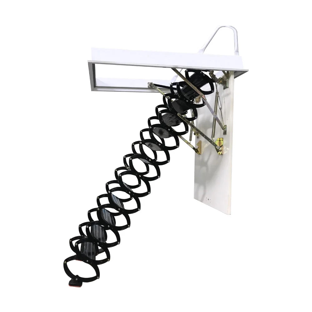 Black Titanium-Magnesium Alloy Attic Ceiling Ladder Stairs G7782