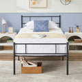Twin Metal Platform Bed with Headboard and Footboard Black R180