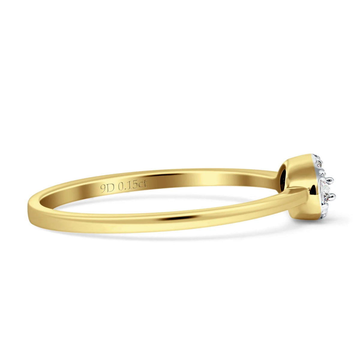 Oval Diamond Halo Ring 14K Yellow Gold 0.15ct O4039