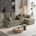 Light Gray L-Shaped Sectional Sofa with Ottoman U390