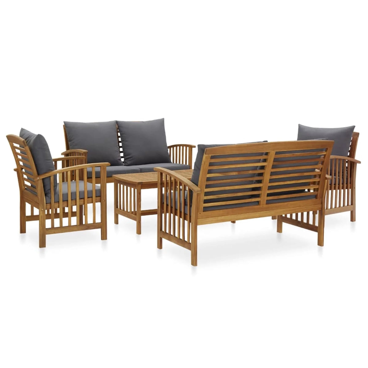 5 Piece Acacia Wood Garden Set with Cushions N56113