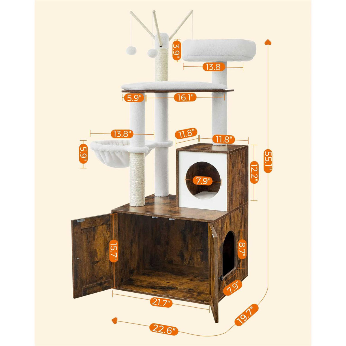 Cat Tree with Litter Box Enclosure 2-in-1 O205848
