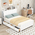 White Full Size Platform Bed with Drawers and Storage Shelves T1203