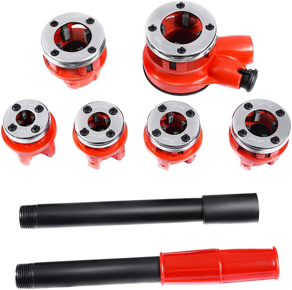 Ratchet Pipe Wrench Threading Tool Set with 6 Dies, Pack of 2 U483234