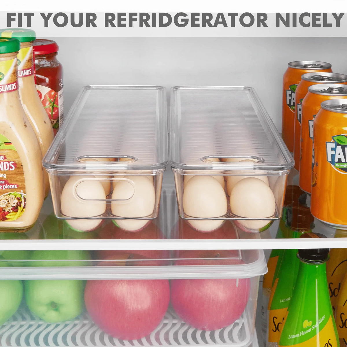 Set of 8 Clear Plastic Refrigerator Organizer Bins Q41462