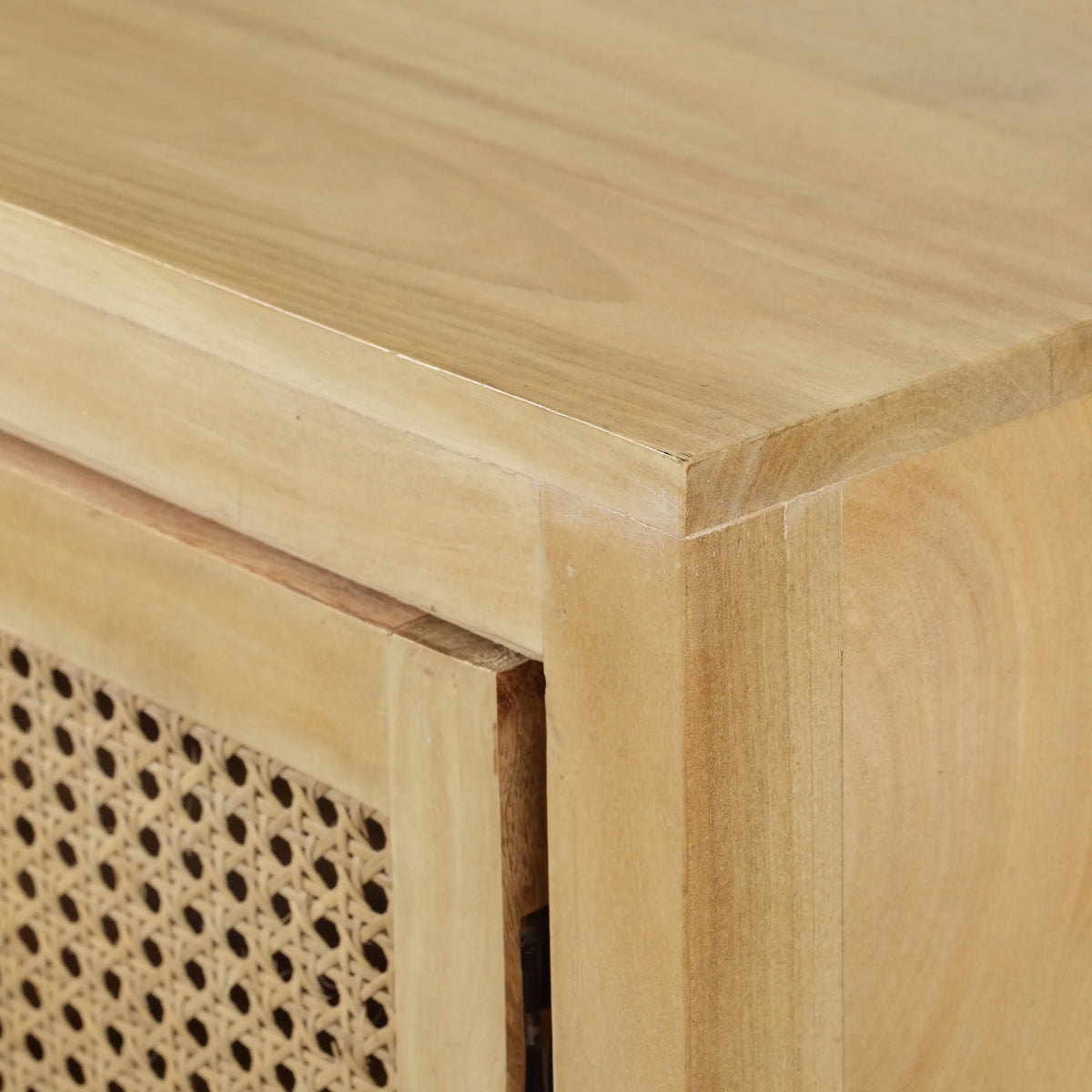 2 Door Mango Wood Cabinet with Wicker Caning W524583