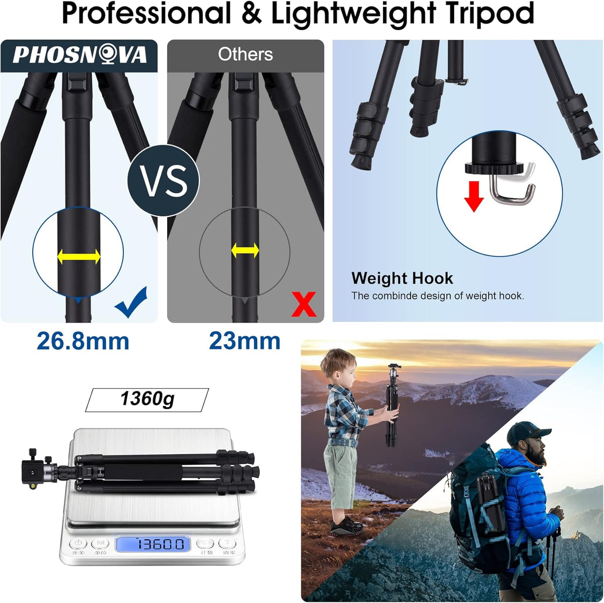 Compact Aluminum Camera Tripod with 360 Degree Ball Head Q829