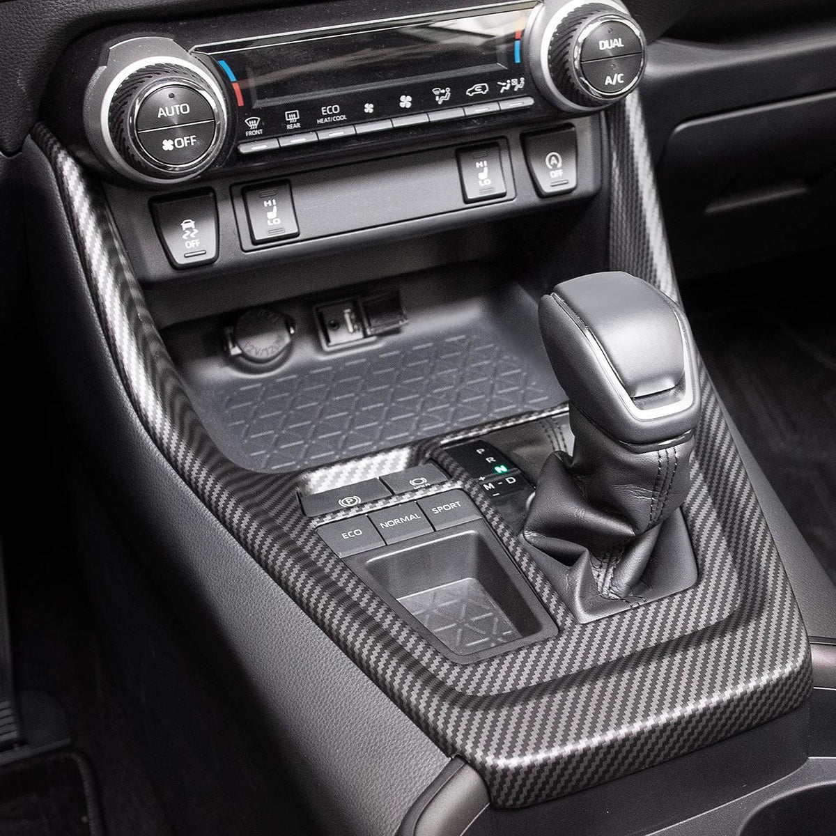 Carbon Fiber Gear Shift Box Panel Trim Cup Holder Cover D9990