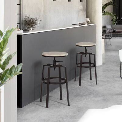 Oak Swivel Adjustable Height Bar Stool K39138