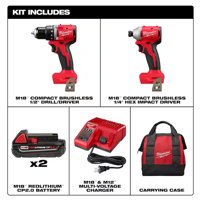 18V Brushless Cordless Compact Drill/Impact Combo Kit with 7-1/4 in. Circular Saw Q10370