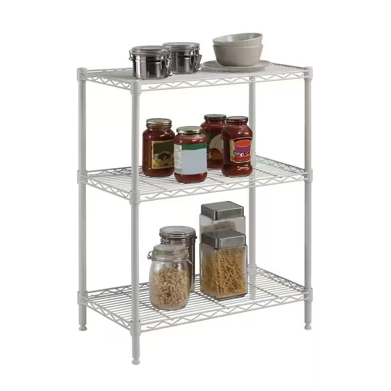 Black 3-Tier Rolling Wire Shelving Unit F1142