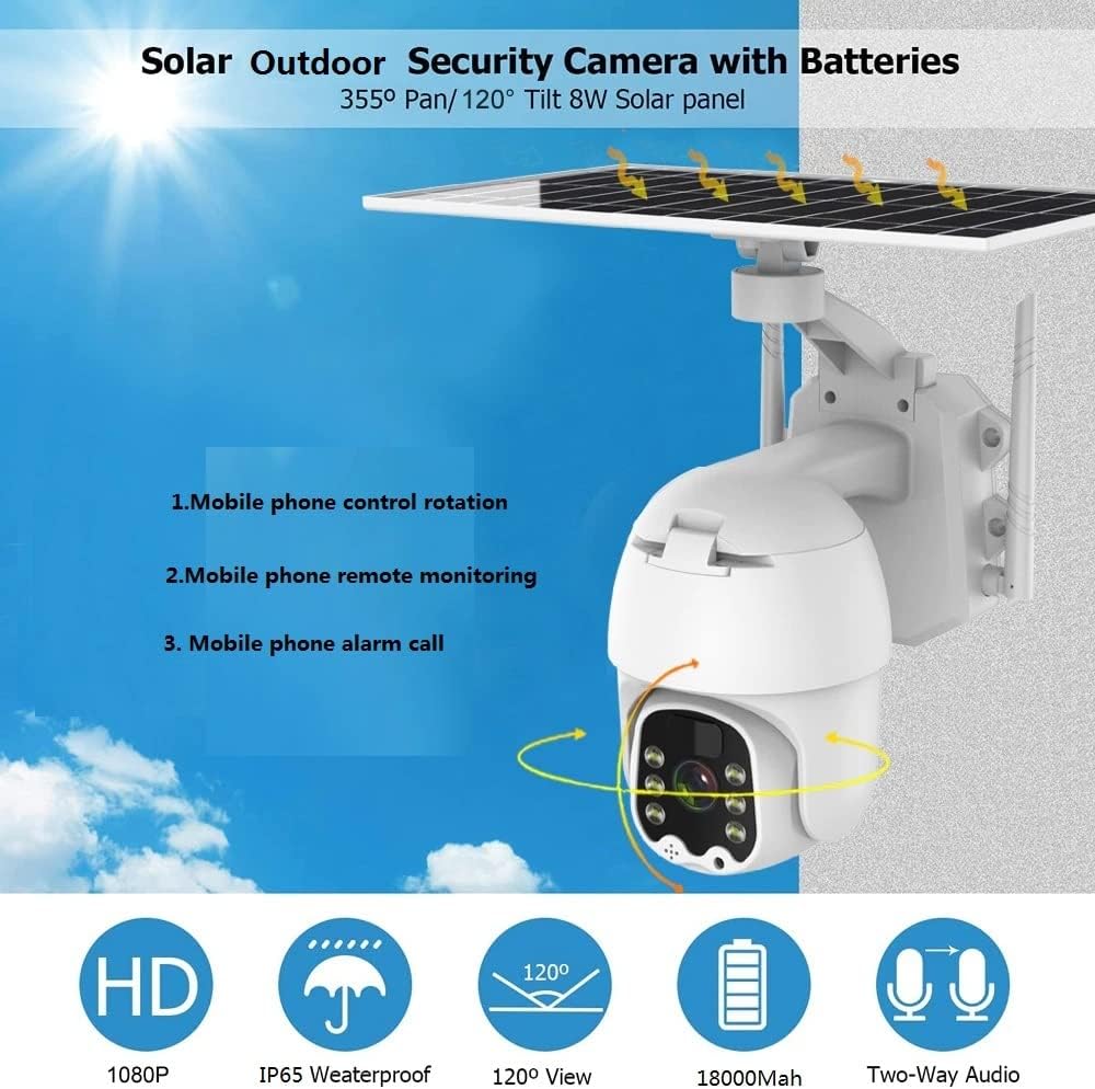 1080p Waterproof Solar Battery WiFi PTZ Camera J878