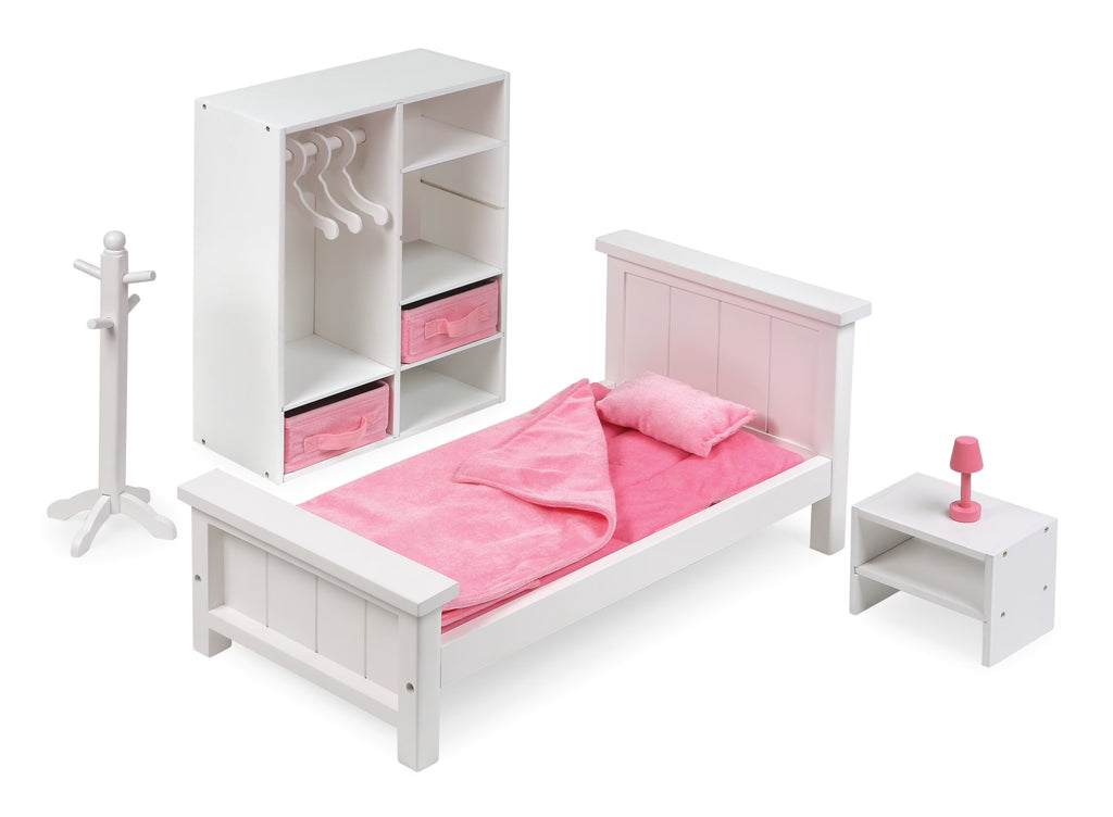White Doll Bedroom Set with Bed, Armoire, and Nightstand A462648