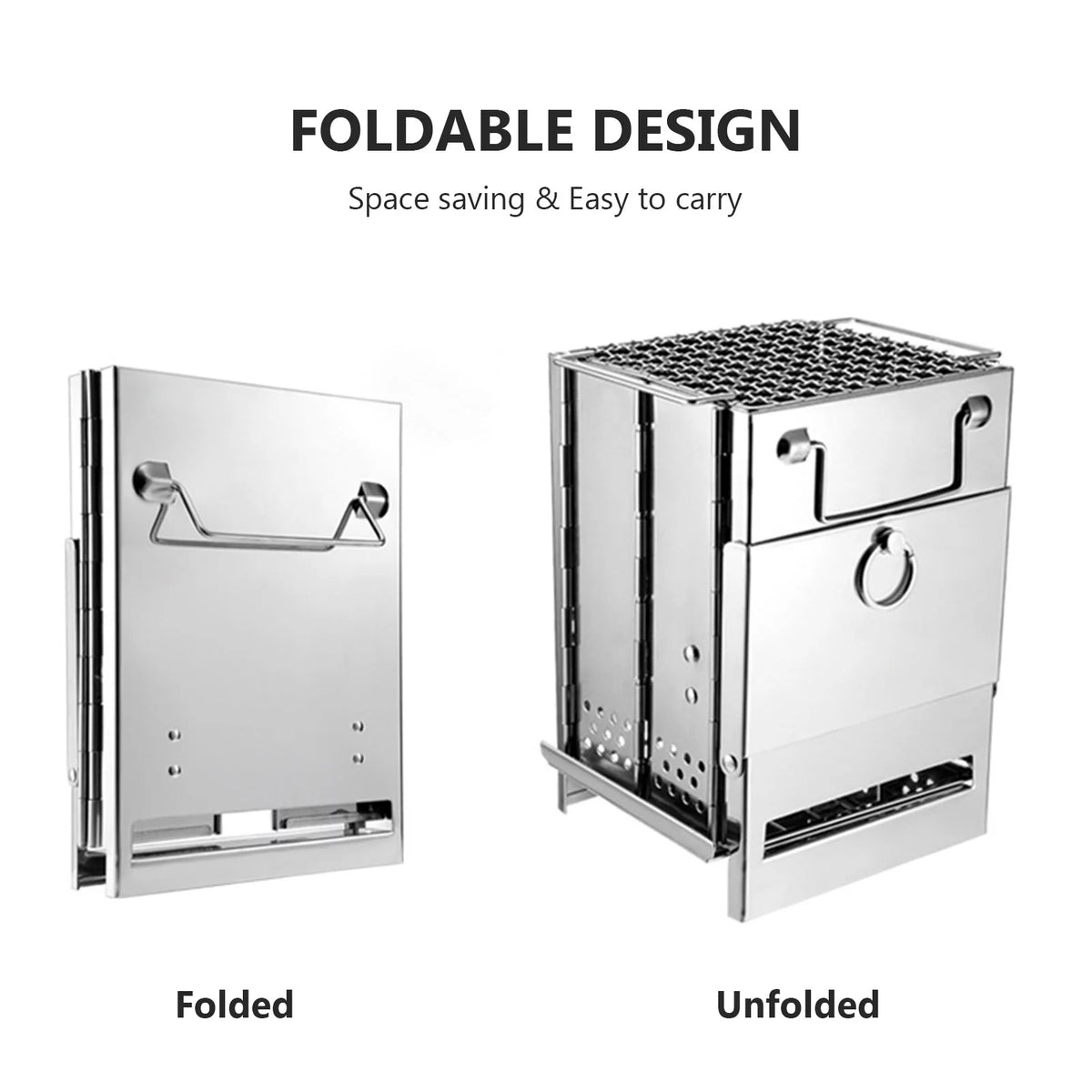 Foldable Wood Stainless Steel Barbecue Grill L9289