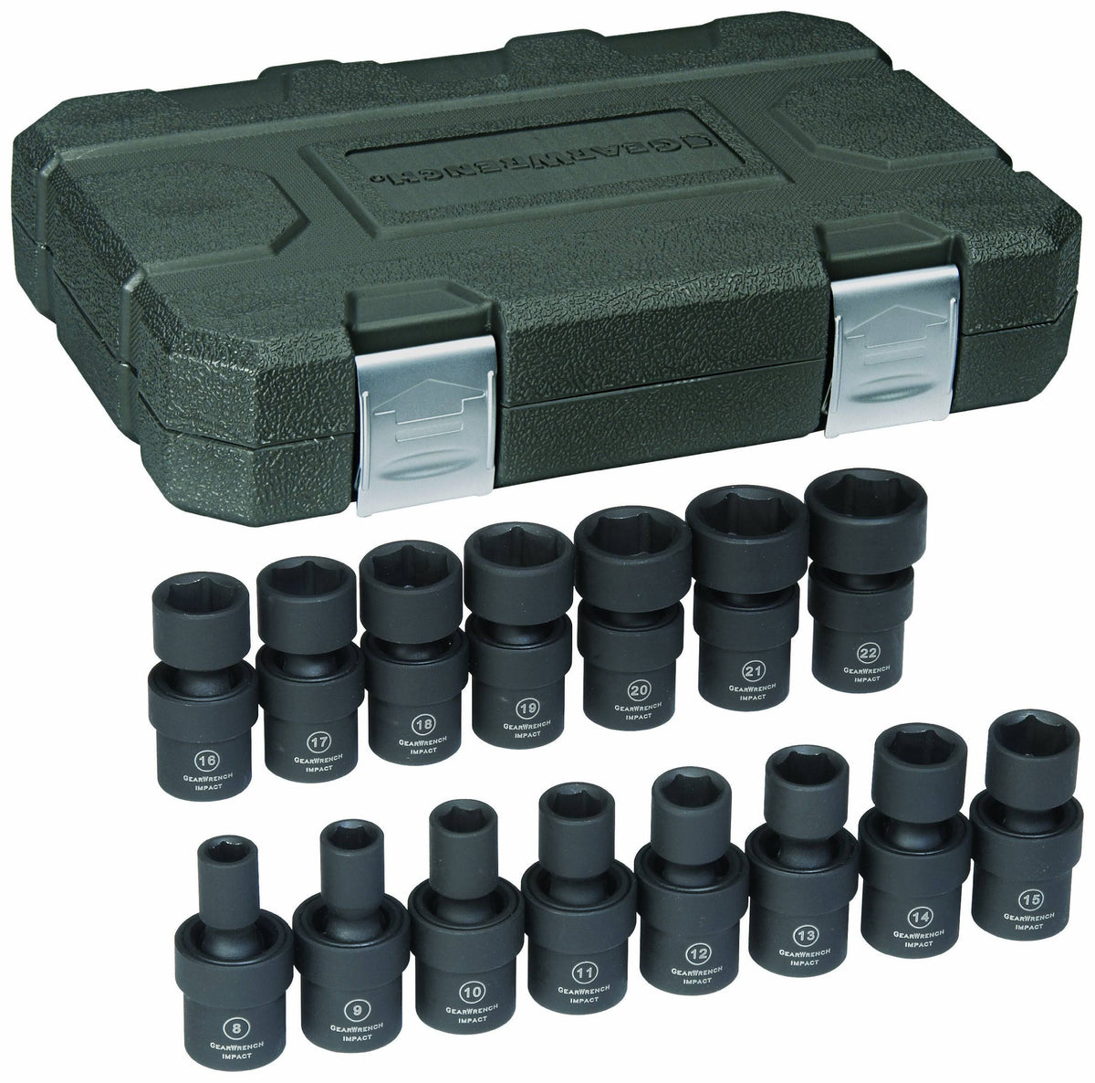 15 pc. 3/8" Drive 6 Point Metric Universal Impact Socket Set T914352