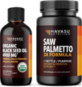 Organic Cold Pressed Black Seed Oil Liquid 8 Fl Oz & Pumpkin Seed Oil with Saw Palmetto S916