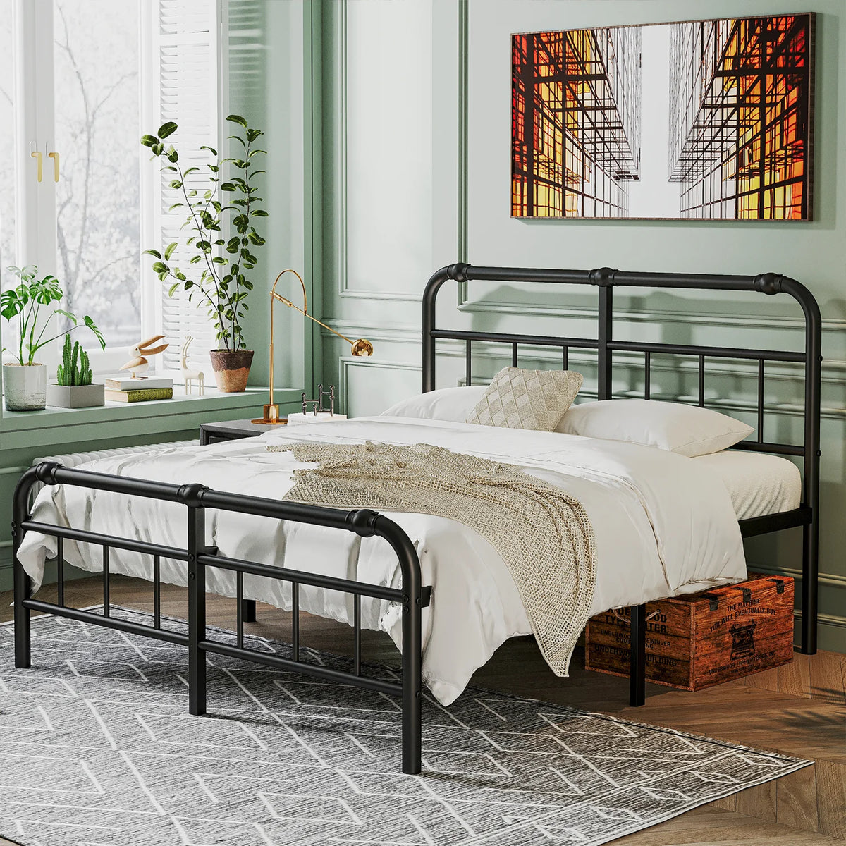 King Bed Frame with Headboard and Footboard B150