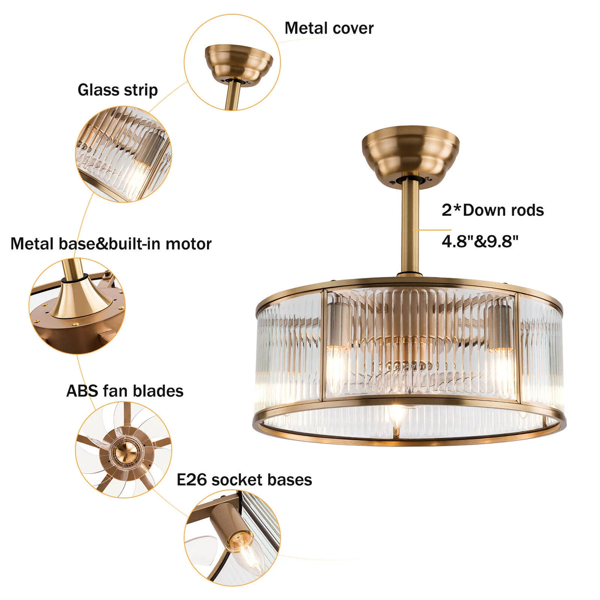 Caged Ceiling Fan Light with Remote A83331