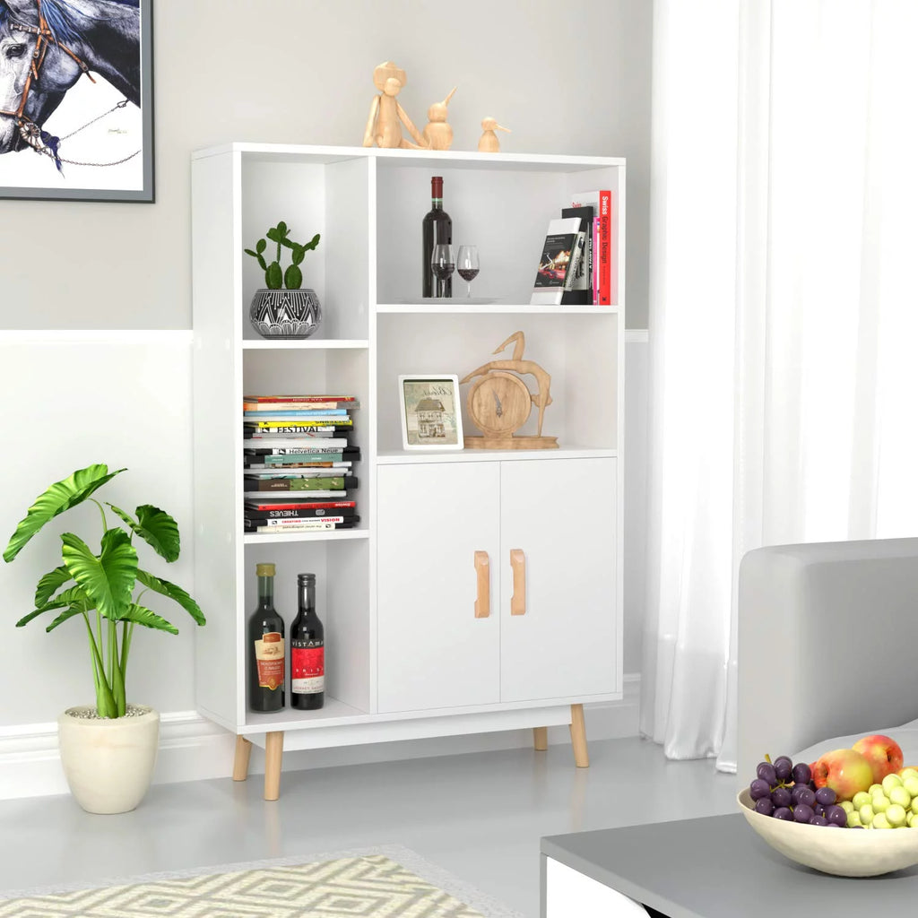 5 Cube White Bookcase with Door W888