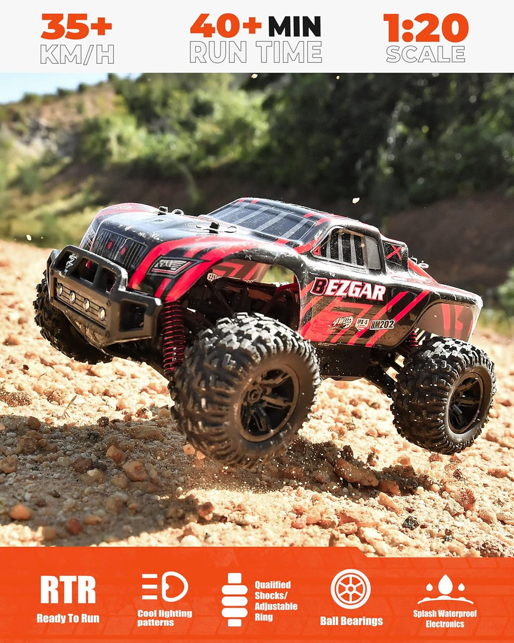 4WD 2.4GHz High Speed Remote Control Off Road RC Monster Car with 2 Rechargeable Batteries L134563