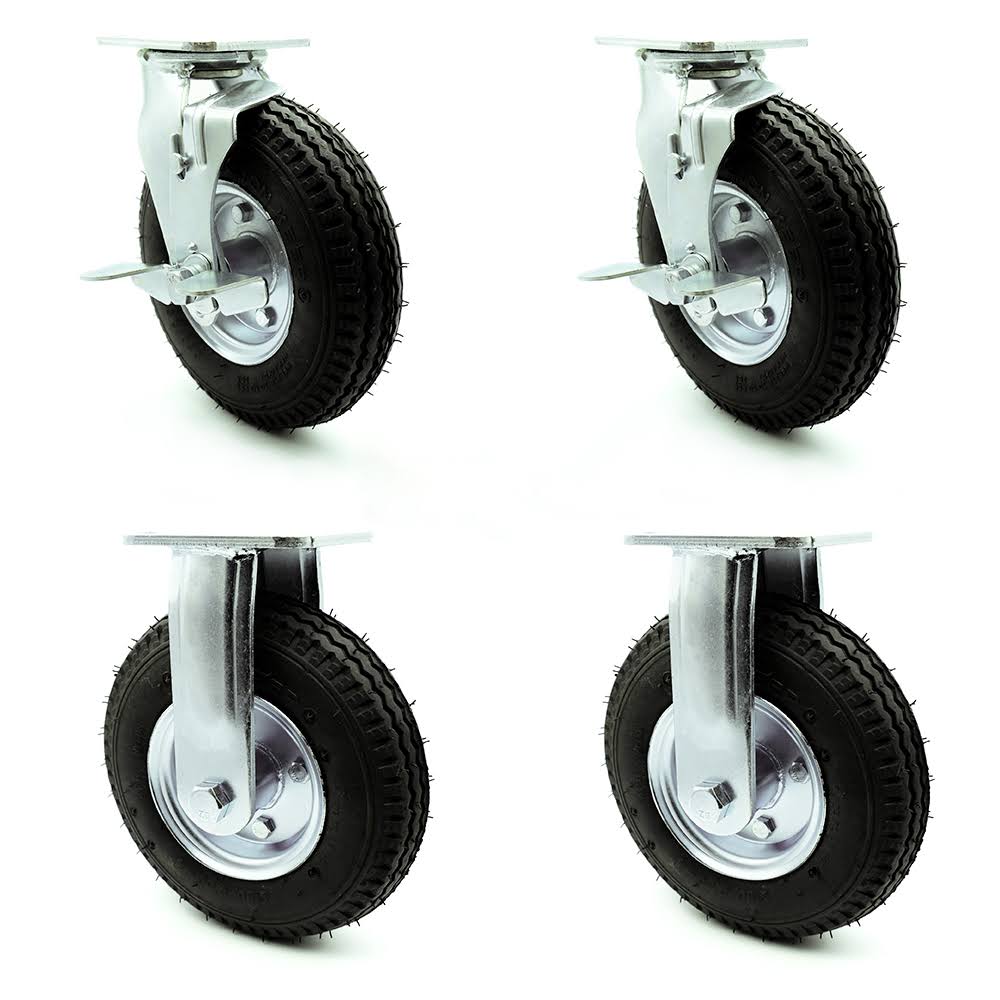 Black Rubber Wheel Pneumatic Caster Set of 4 W842213