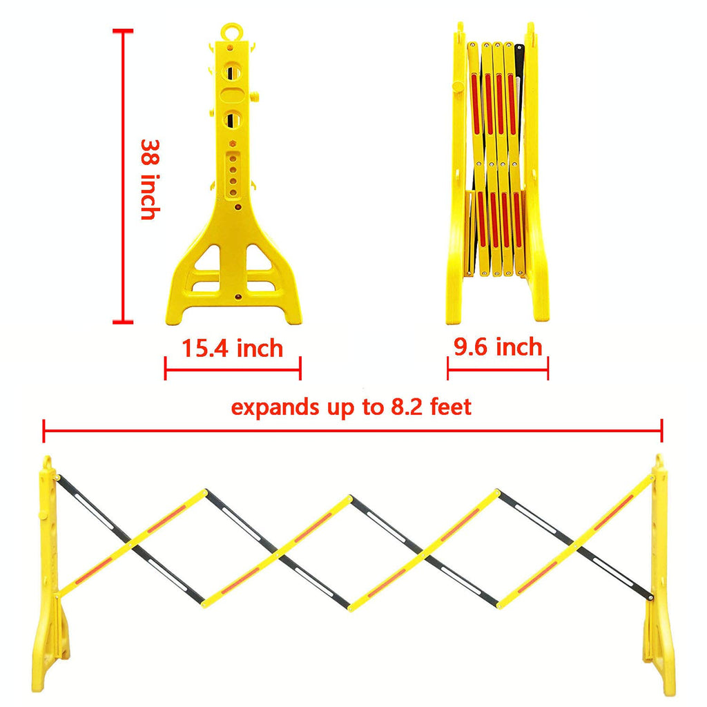 Expandable Mobile Barricade 2 Packs with 13 Feet Yellow Plastic Barrier Chain I6320
