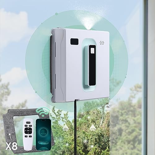 Automatic Window Cleaning Robot with Dual Water Spray, 3000Pa Suction Power, White Z8292