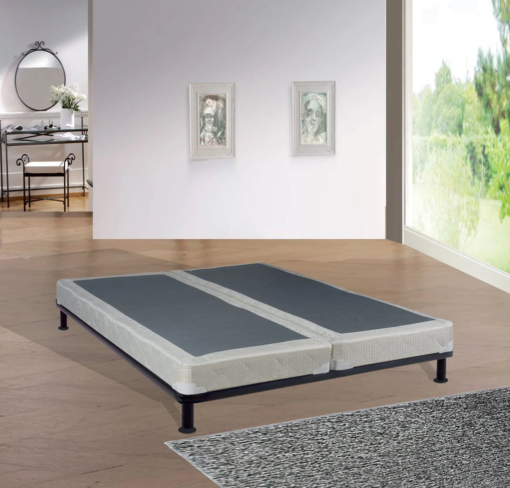 Fully Assembled Wood Box Spring for Mattress, Queen, White R50300