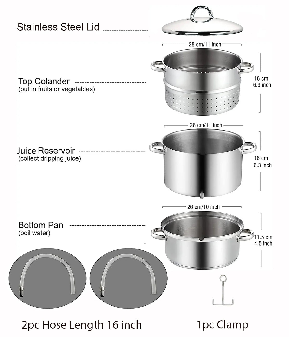 11-Quart Stainless Steel Canning Steamer Pot with Strainer and Lid H911196