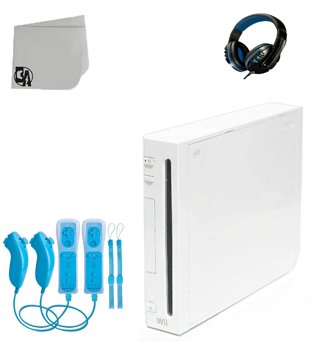 White Gaming Console With 2 Waterblue Gaming Controller + Head Set F7185