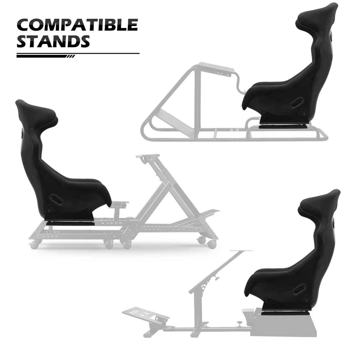 Black Racing Bucket Seat with Adjustable Slide P430086