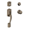 Antique Pewter Double Cylinder Handleset with Knob D7243