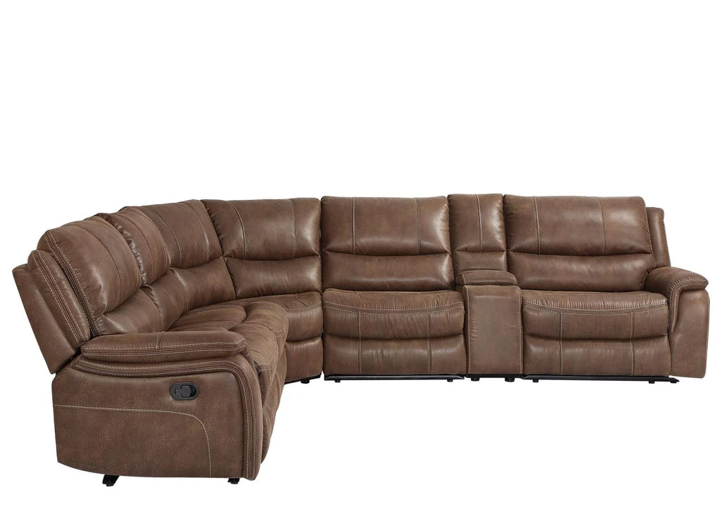 Cocoa Brown Faux Leather 6-Piece Reclining Sectional S870463