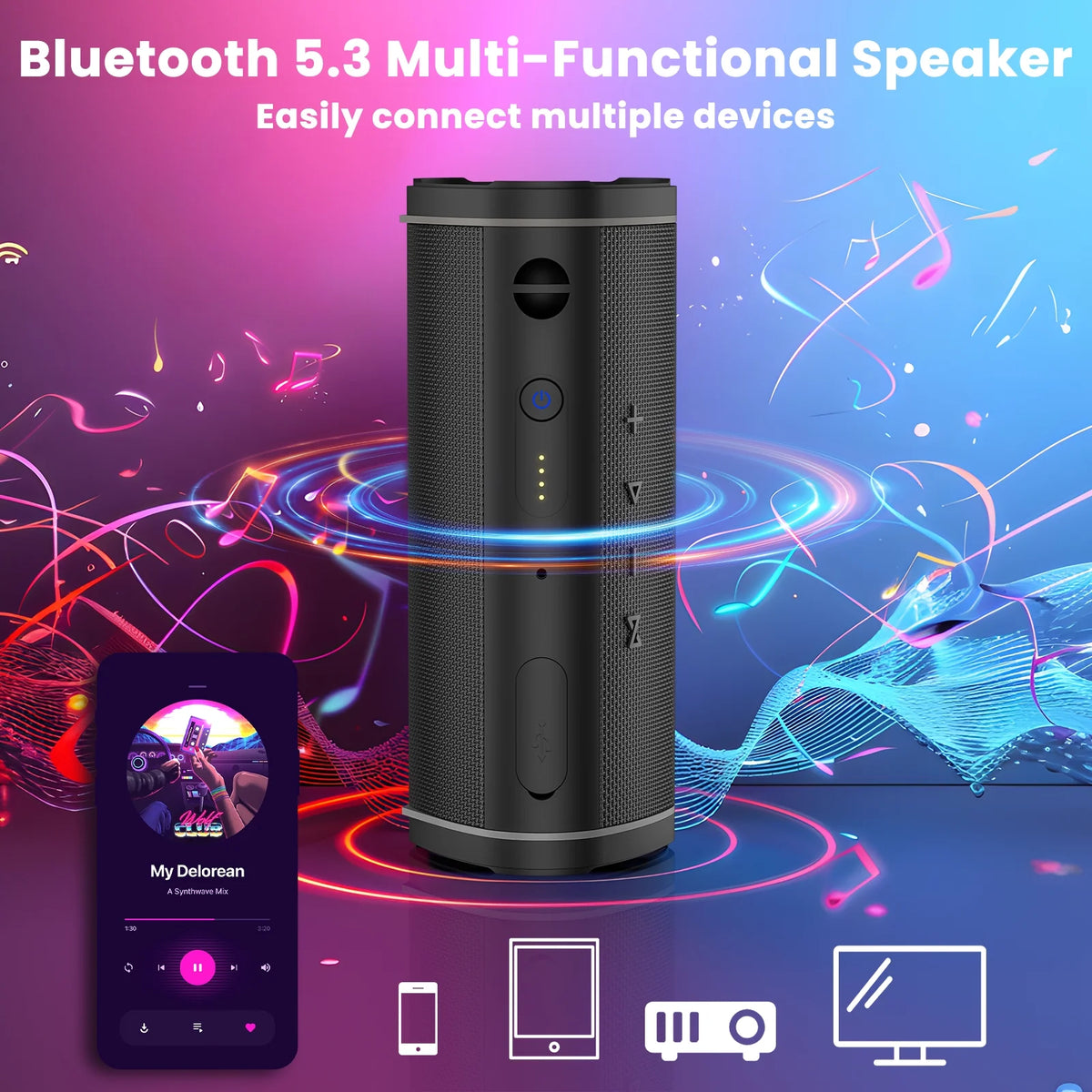 IPX6 Waterproof Portable Bluetooth Speaker with Subwoofer N1557