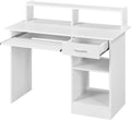 White Computer Desk with Keyboard Tray and Drawers H311