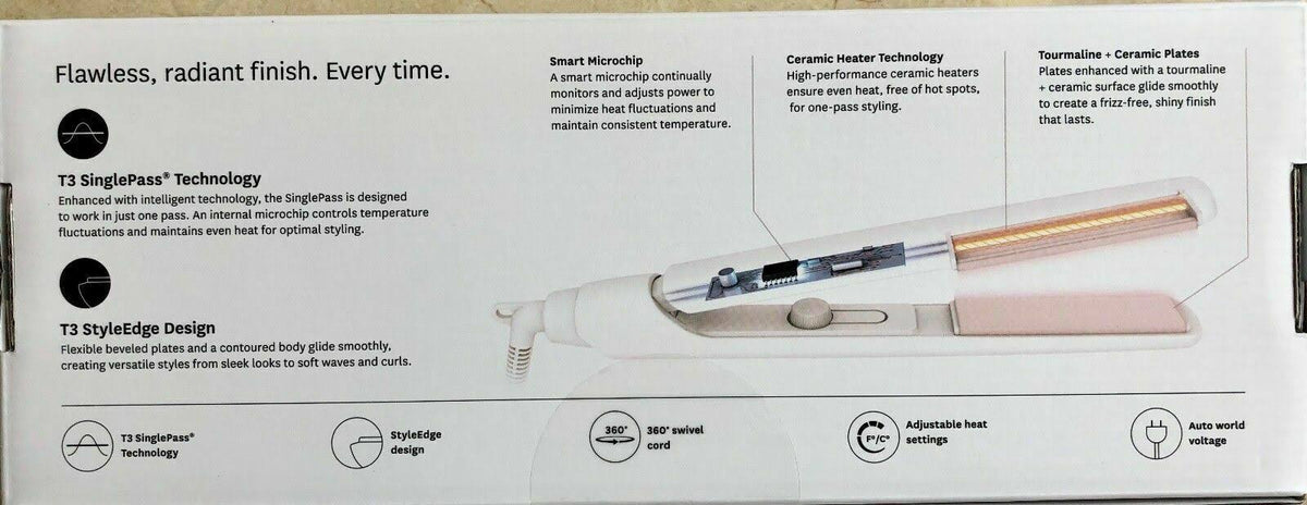 White Straightening and Styling Iron K36636