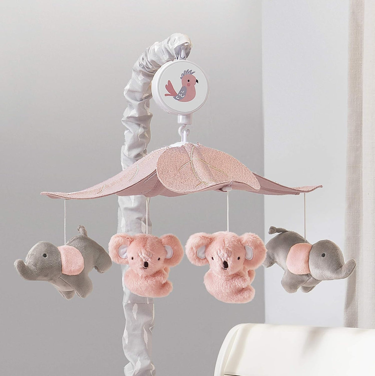 Pink Gray Koala Elephant Musical Baby Crib Mobile Z166358
