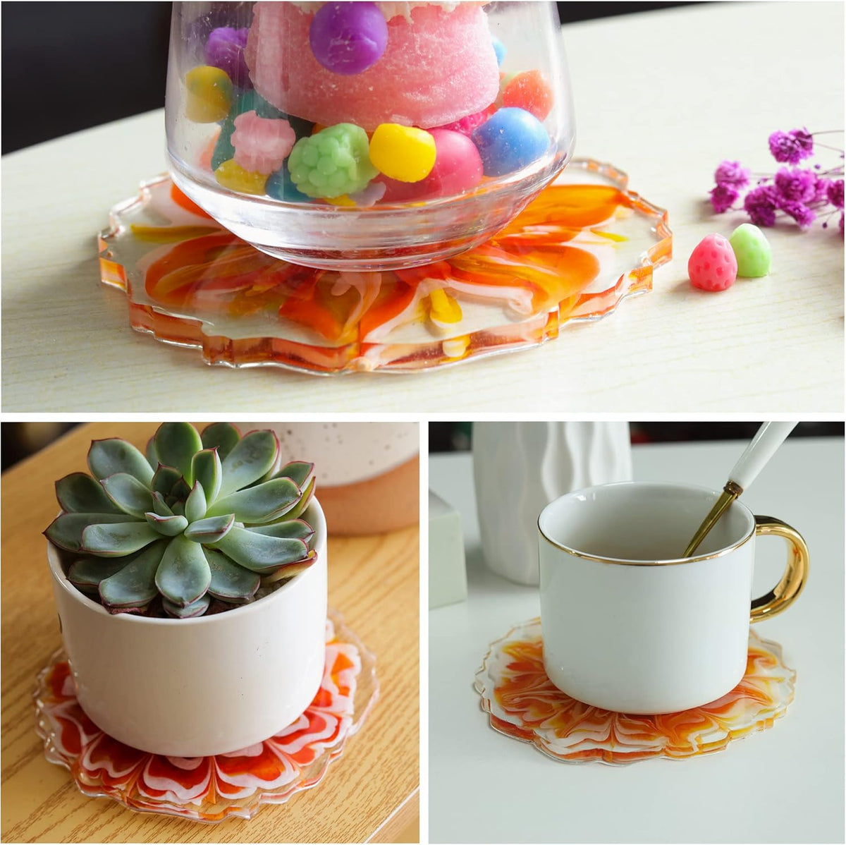 4 Pcs Silicone Coaster Molds O5315