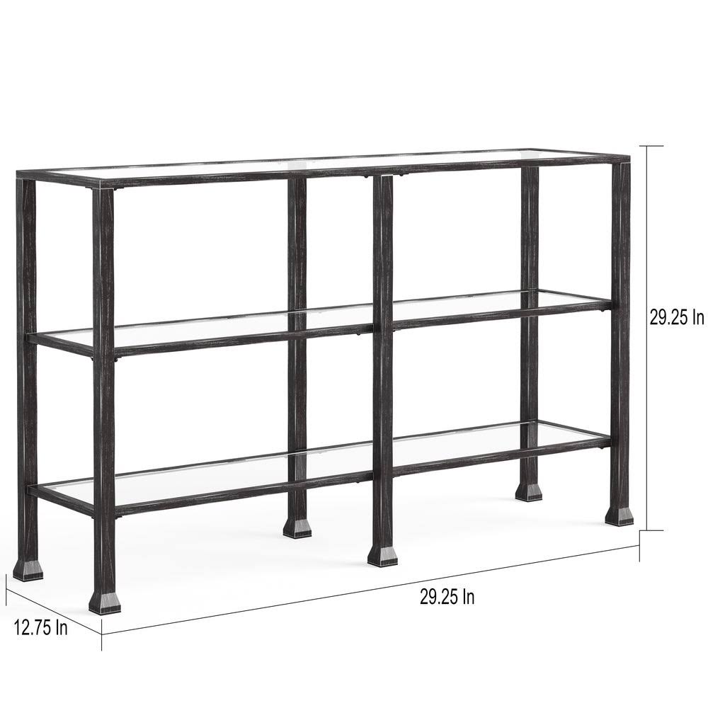 Black Metal and Glass 3-Tier Console Table A908710