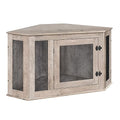 Greige and Black Wooden Dog Crate Furniture L7157
