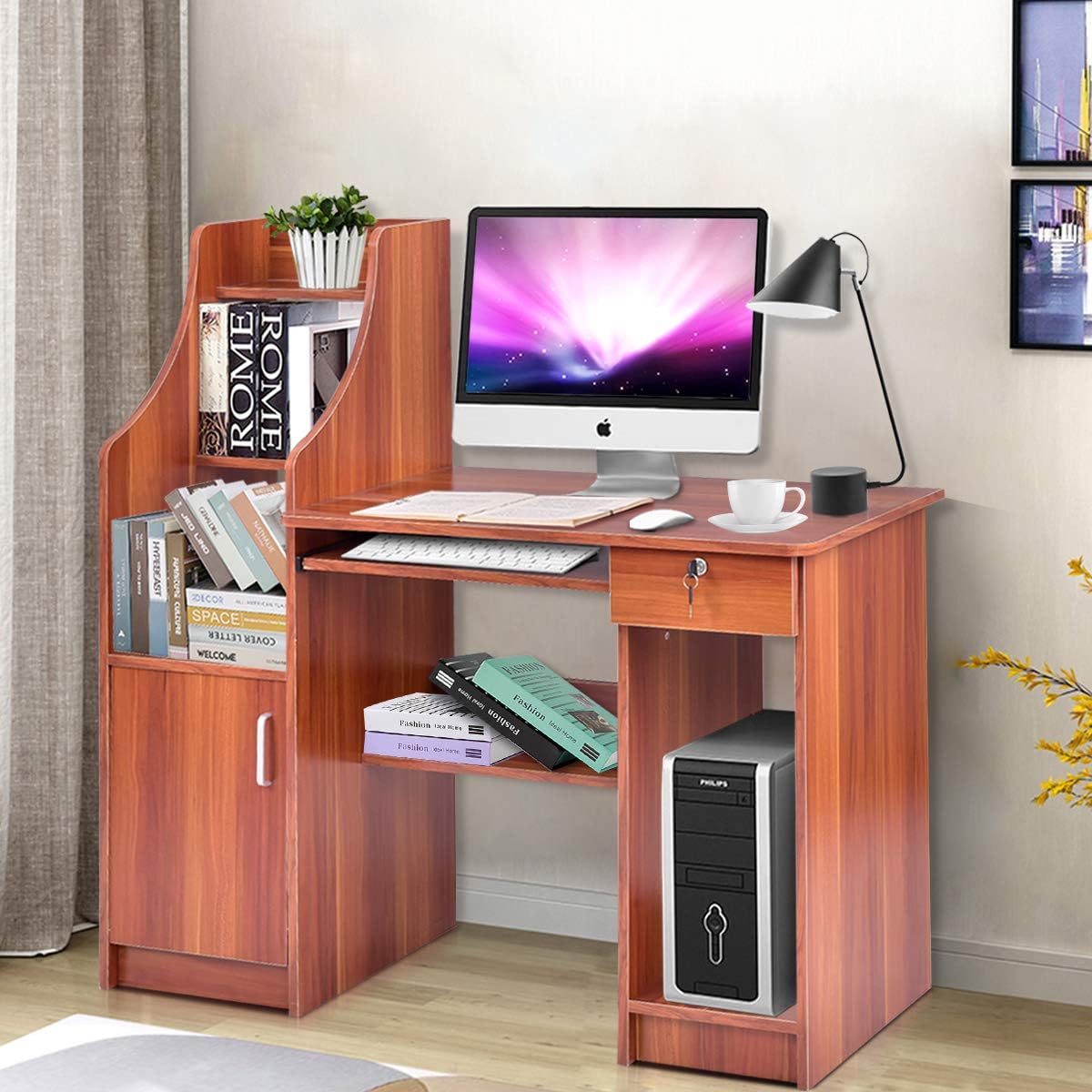 Computer Desk with Storage Cabinet & Drawer C7533