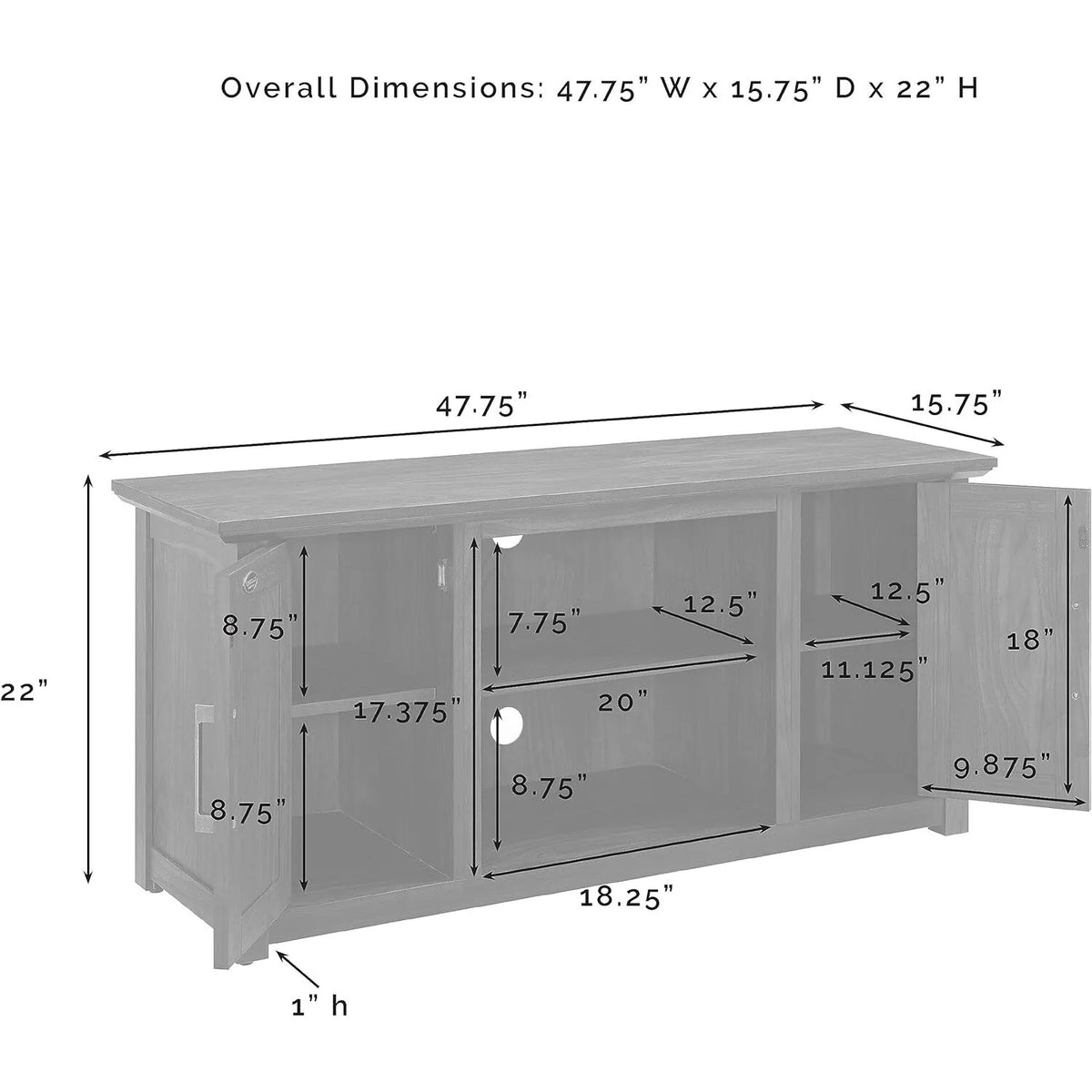 Black 48" Low Profile Tv Stand S89061