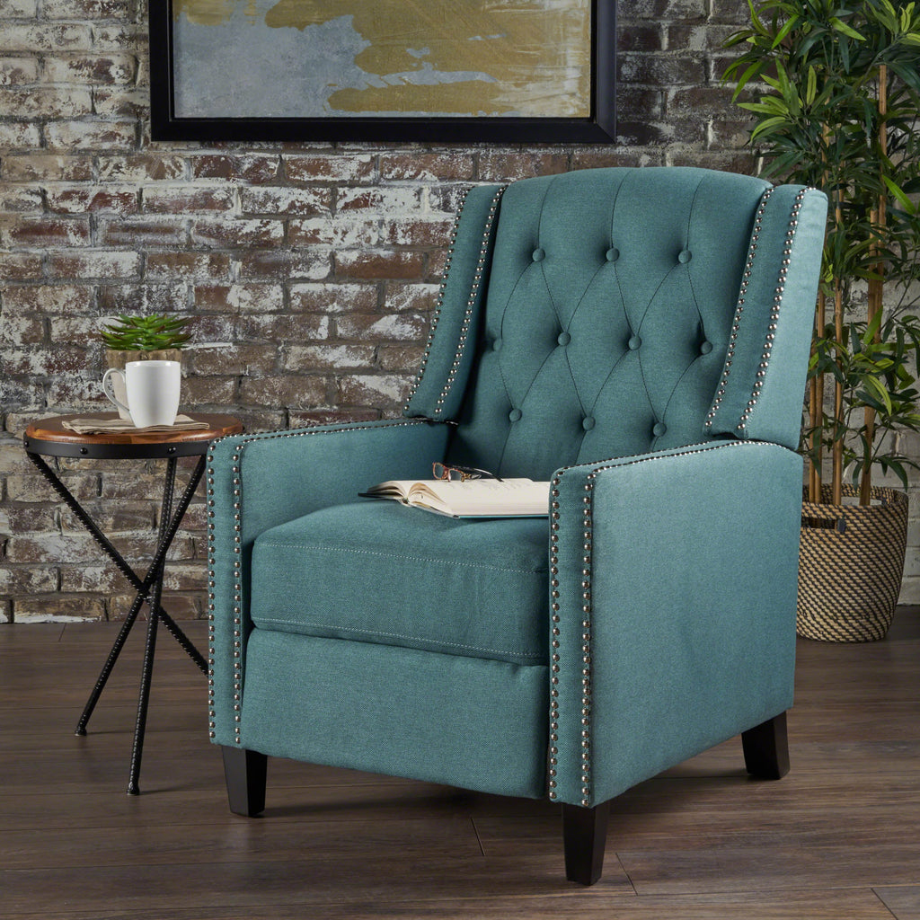 Dark Teal Fabric Tufted Recliner K2794